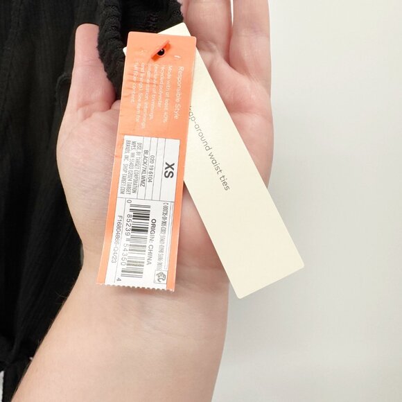 NEW Colsie Long Sleeve Cropped Ribbed Cozy Wrap Top - Black - Picture 6 of 10